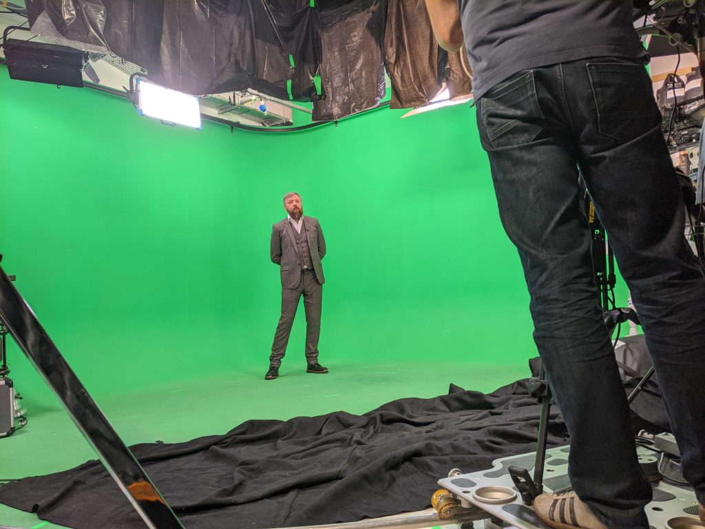 Film making in a green screen stage